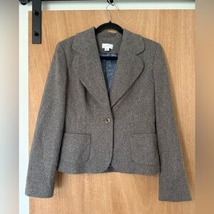 Ann Taylor loft wool tweed blazer brown tan size 6 preppy classic Heritage
